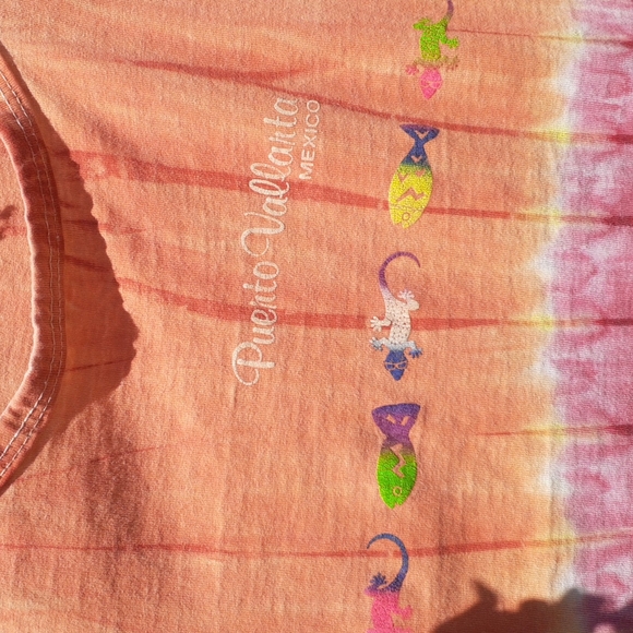 Unisex Neon Beachwear Puerto Vallarta Mexico Tie Dye Tank Top, No Size Tags - Picture 3 of 8